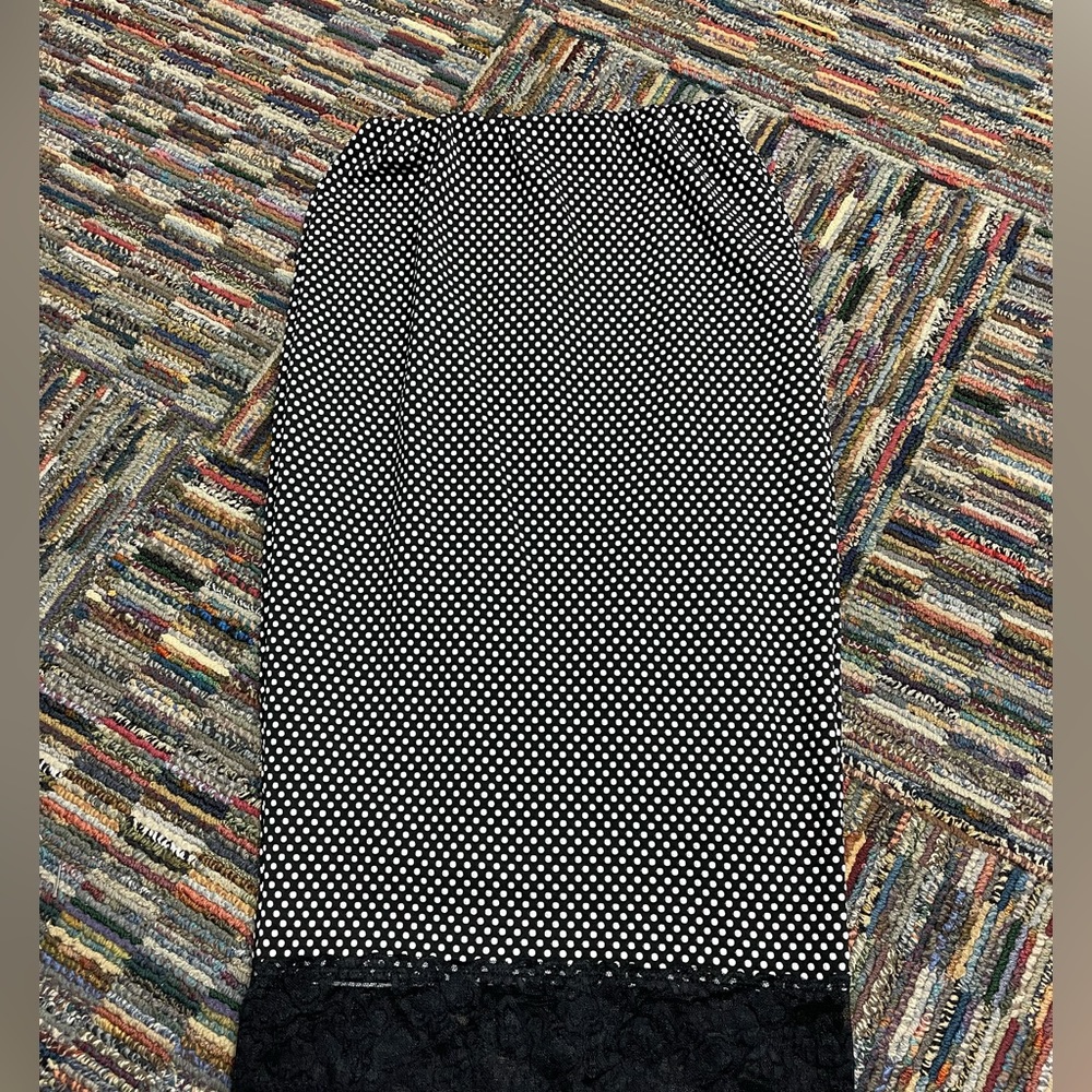 MIDI Length Polka Dot Skirt With lace trim